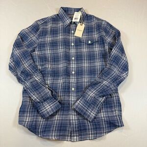 Oobe Brand Button Down Linen Dress Shirt Size Small Blue NTW $168